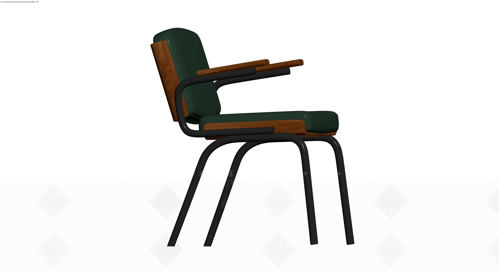深绿座面木扶手椅3D模型下载【ID:1230668114】