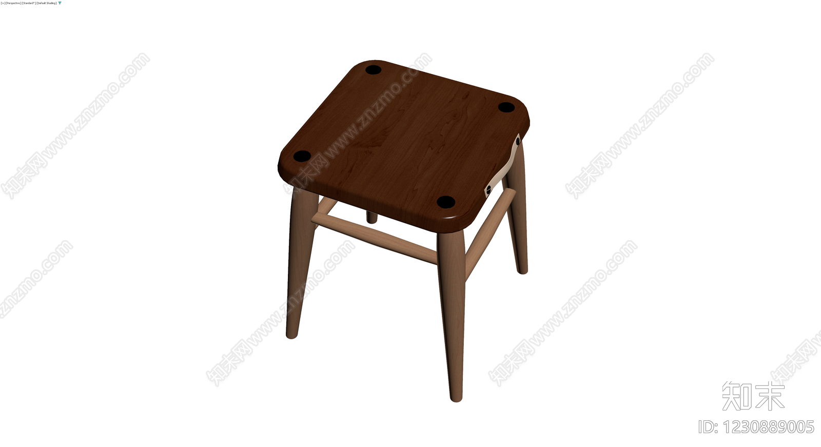 木质四脚方凳3D模型下载【ID:1230889005】