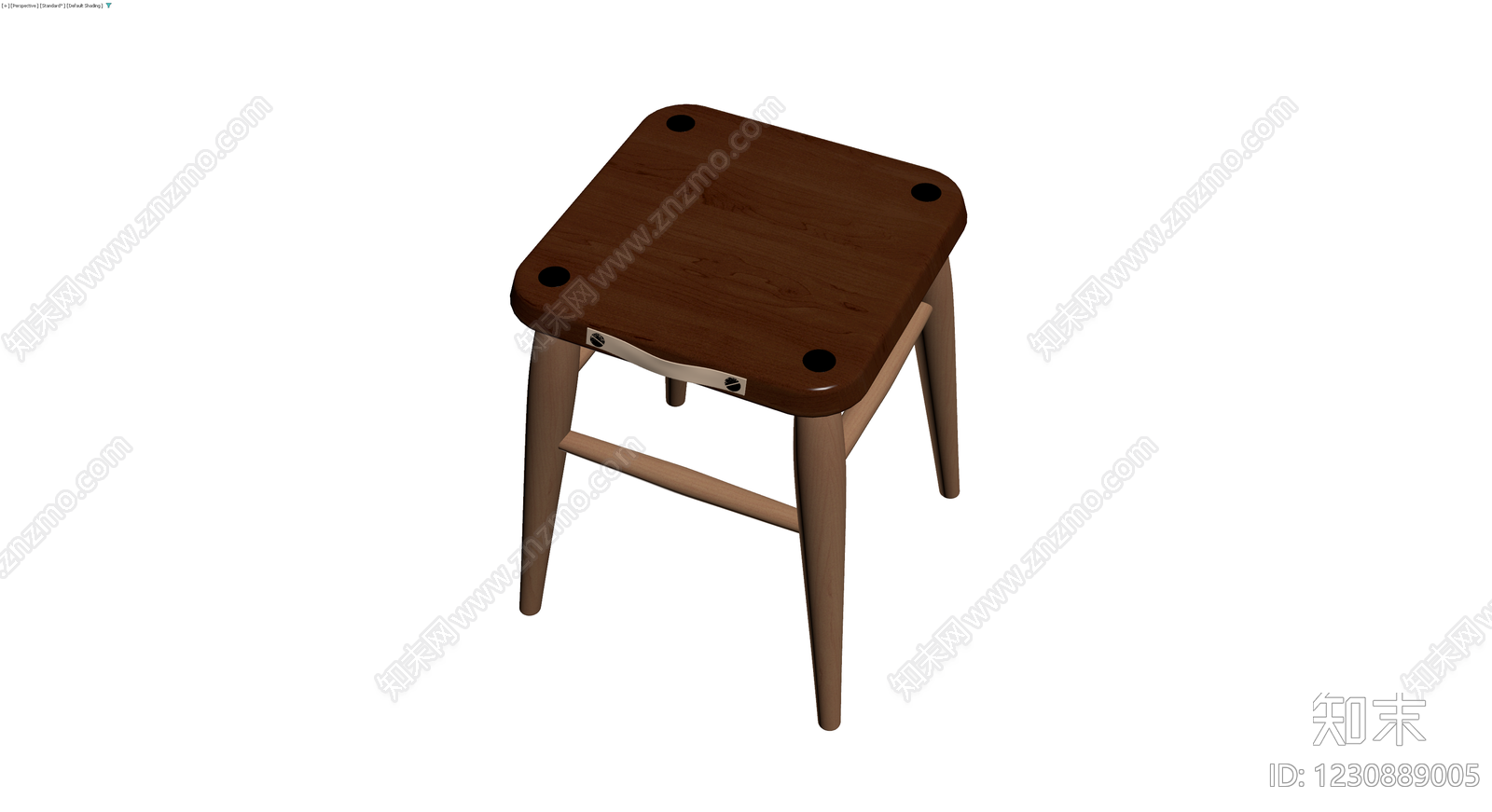 木质四脚方凳3D模型下载【ID:1230889005】