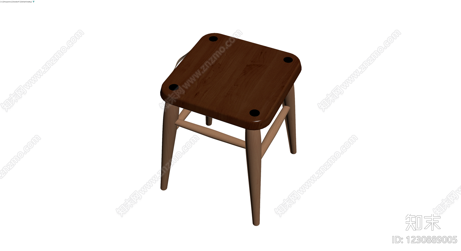 木质四脚方凳3D模型下载【ID:1230889005】