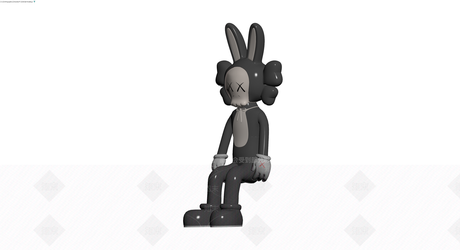 KAWS坐姿灰模雕塑3D模型下载【ID:1230378342】