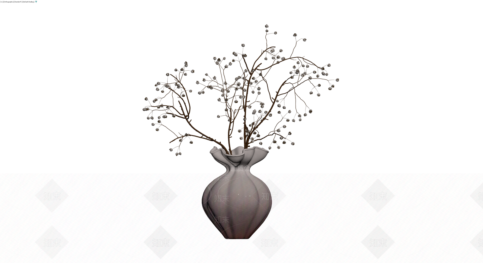 带盆干枝盆栽装饰3D模型下载【ID:1230186304】
