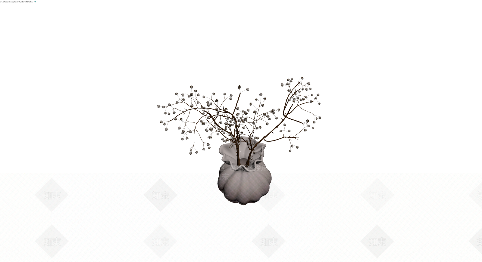 带盆干枝盆栽装饰3D模型下载【ID:1230186304】