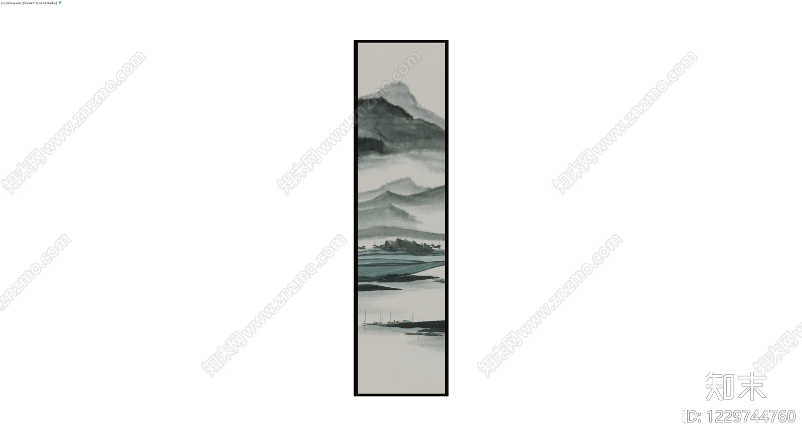 水墨山水挂画3D模型下载【ID:1229744760】