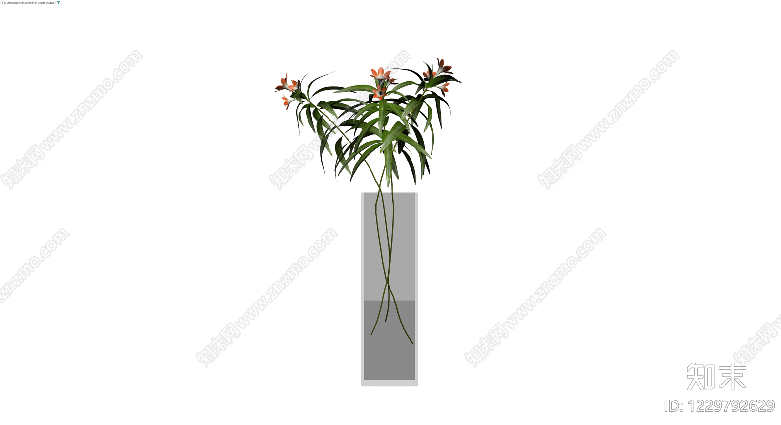 花瓶插橙花绿植3D模型下载【ID:1229792629】