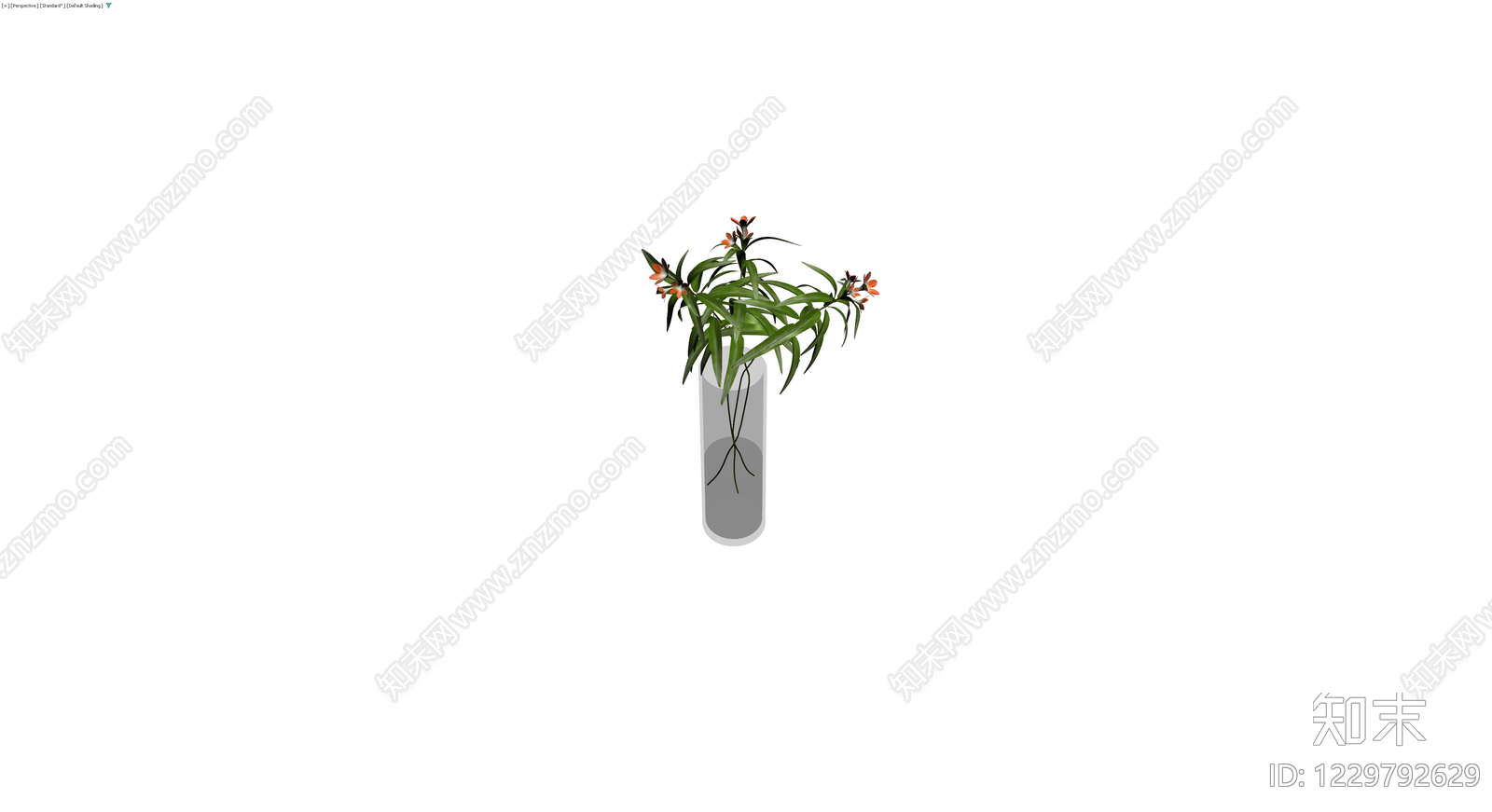 花瓶插橙花绿植3D模型下载【ID:1229792629】