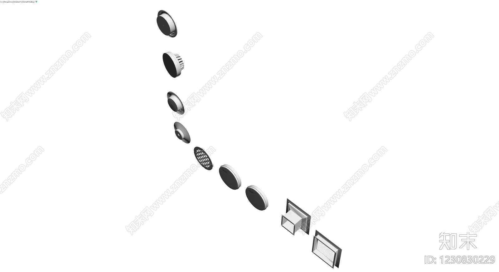 组合式通风口模型集3D模型下载【ID:1230830229】