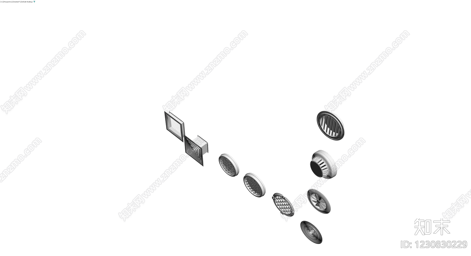 组合式通风口模型集3D模型下载【ID:1230830229】