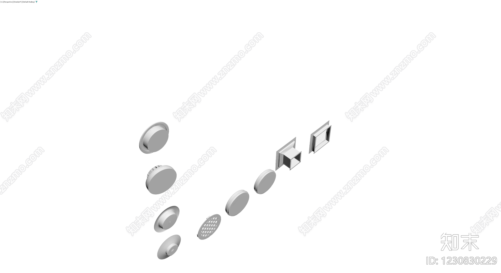 组合式通风口模型集3D模型下载【ID:1230830229】
