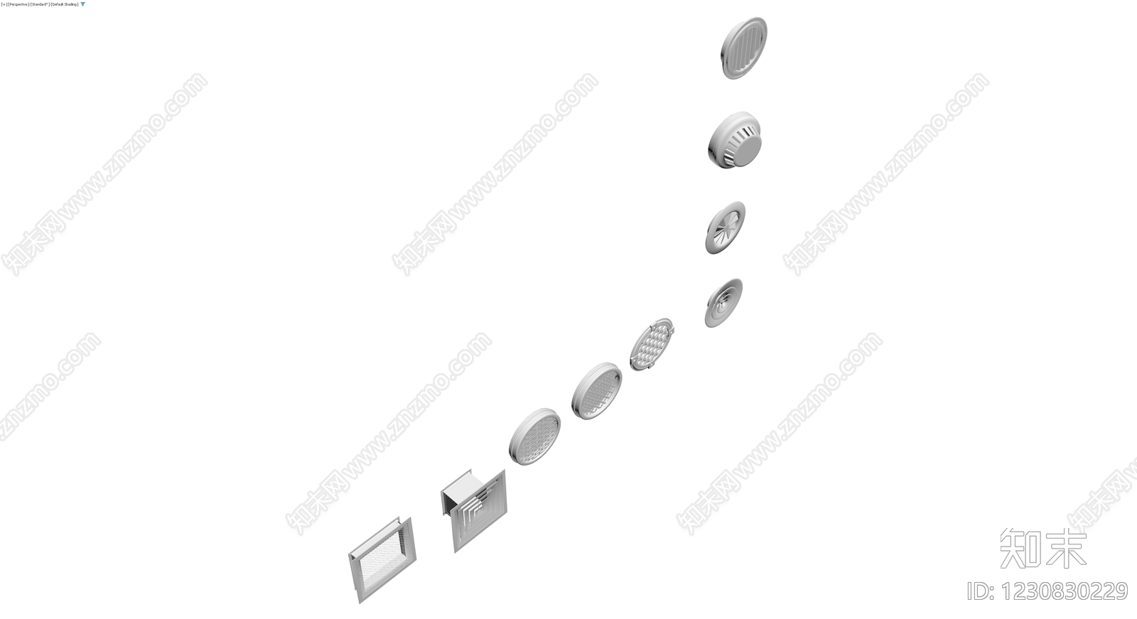 组合式通风口模型集3D模型下载【ID:1230830229】