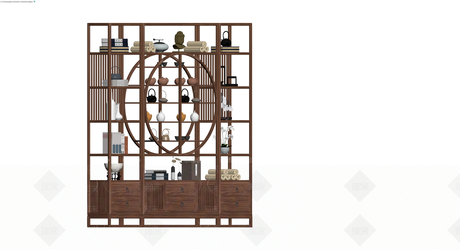 中式实木博古架组合3D模型下载【ID:1229664250】