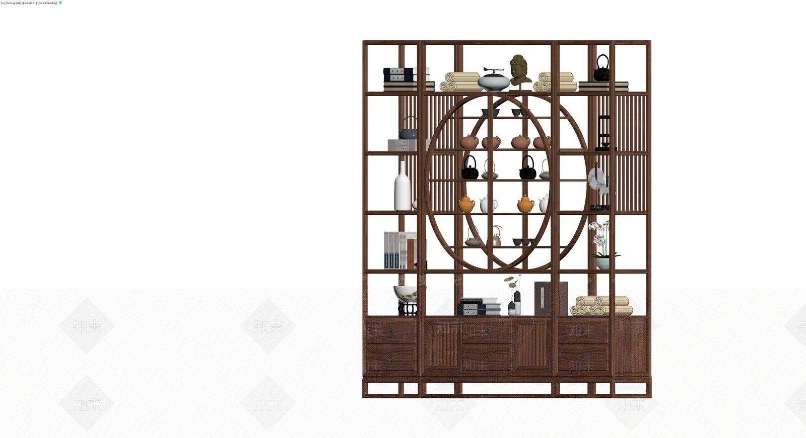 中式实木博古架组合3D模型下载【ID:1229664250】