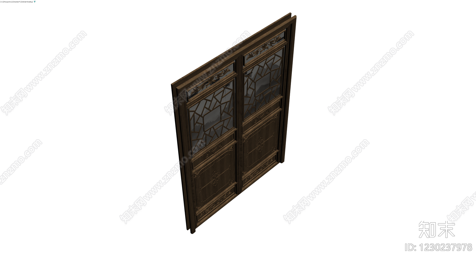 中式雕花双开木门3D模型下载【ID:1230237978】