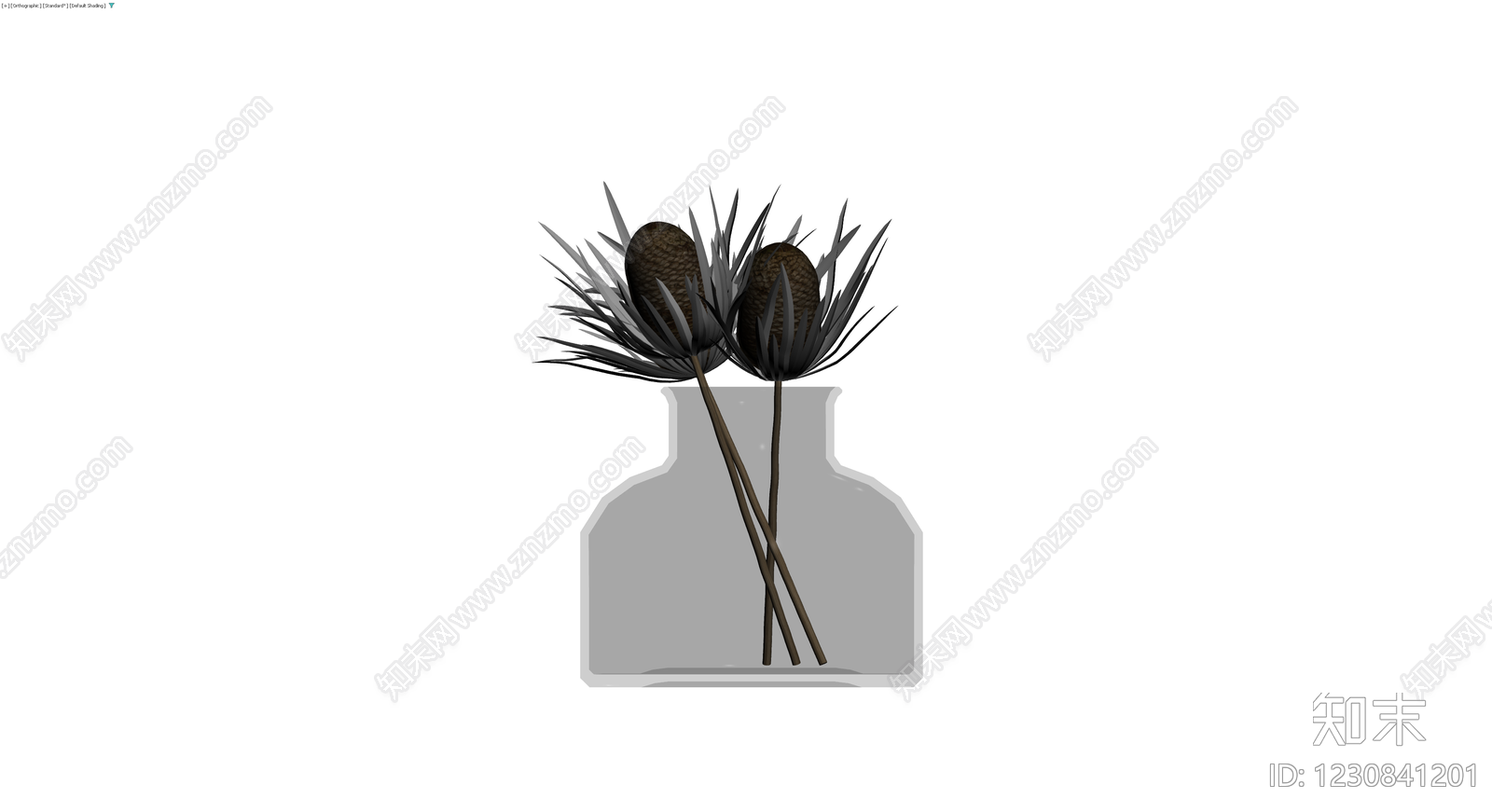 花瓶与干花装饰组合3D模型下载【ID:1230841201】