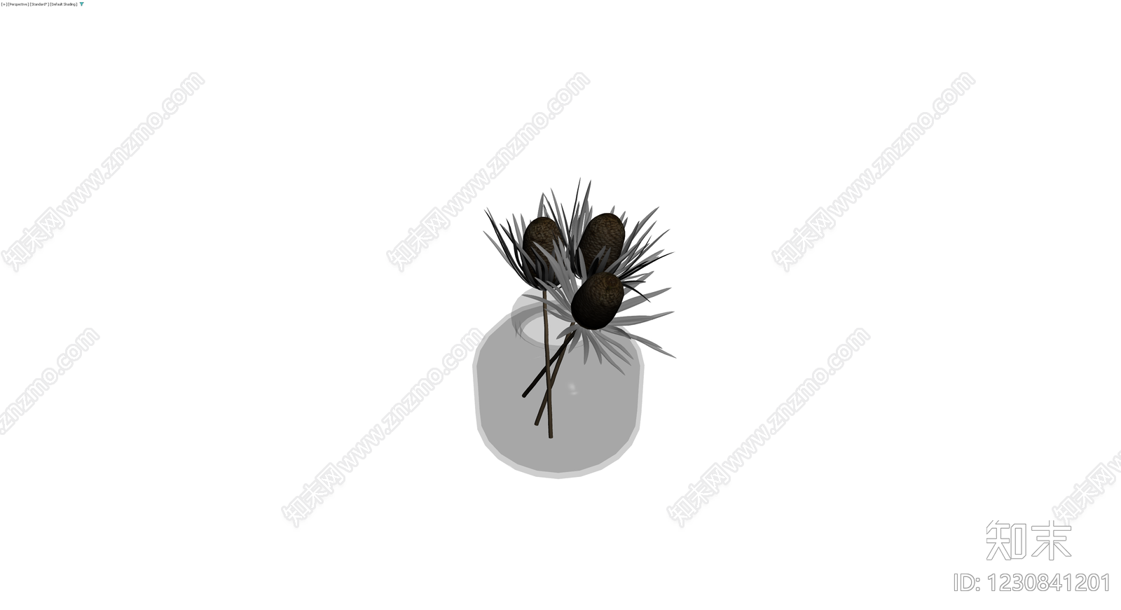 花瓶与干花装饰组合3D模型下载【ID:1230841201】