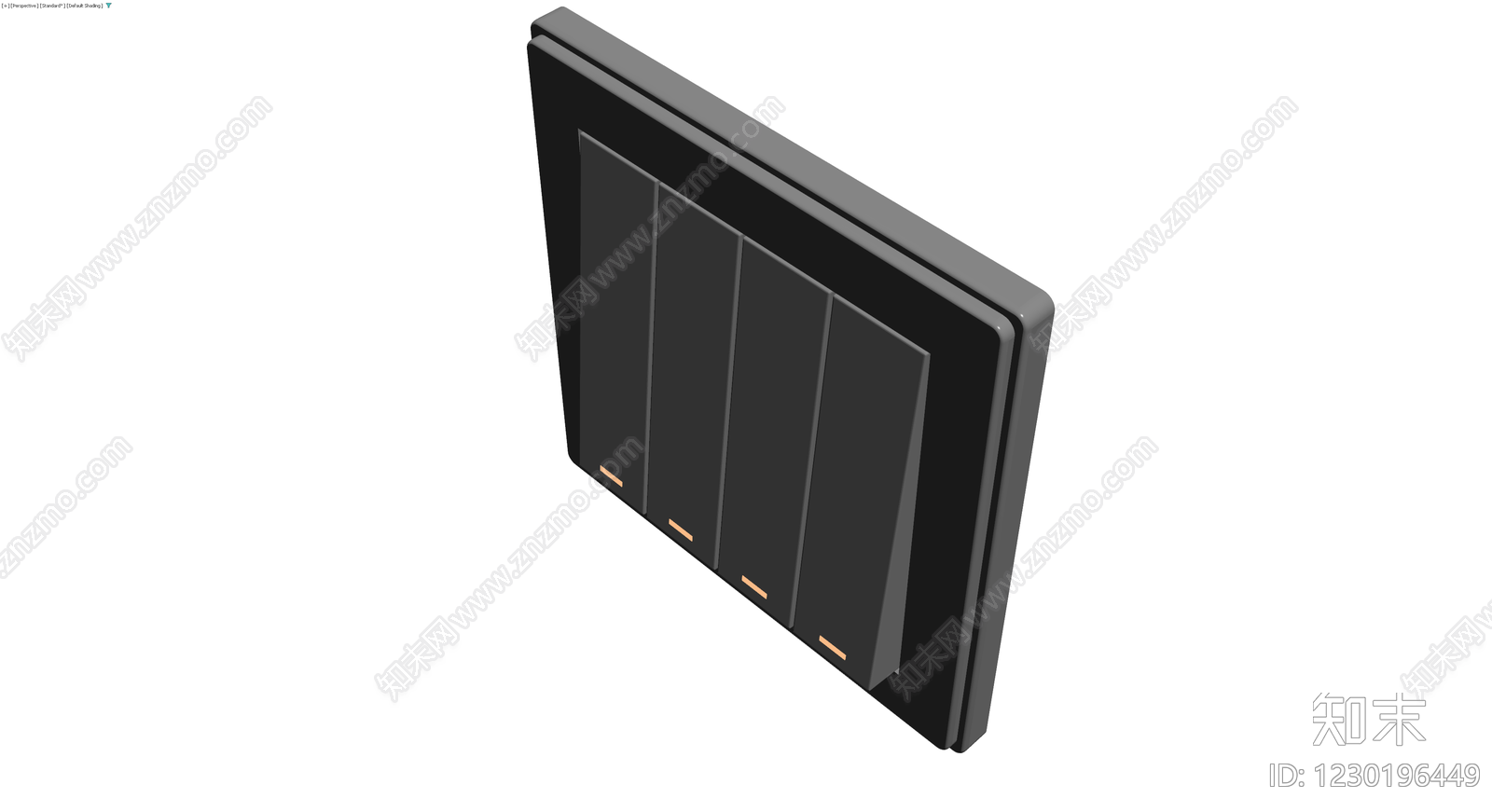 灰色四开翘板开关3D模型下载【ID:1230196449】