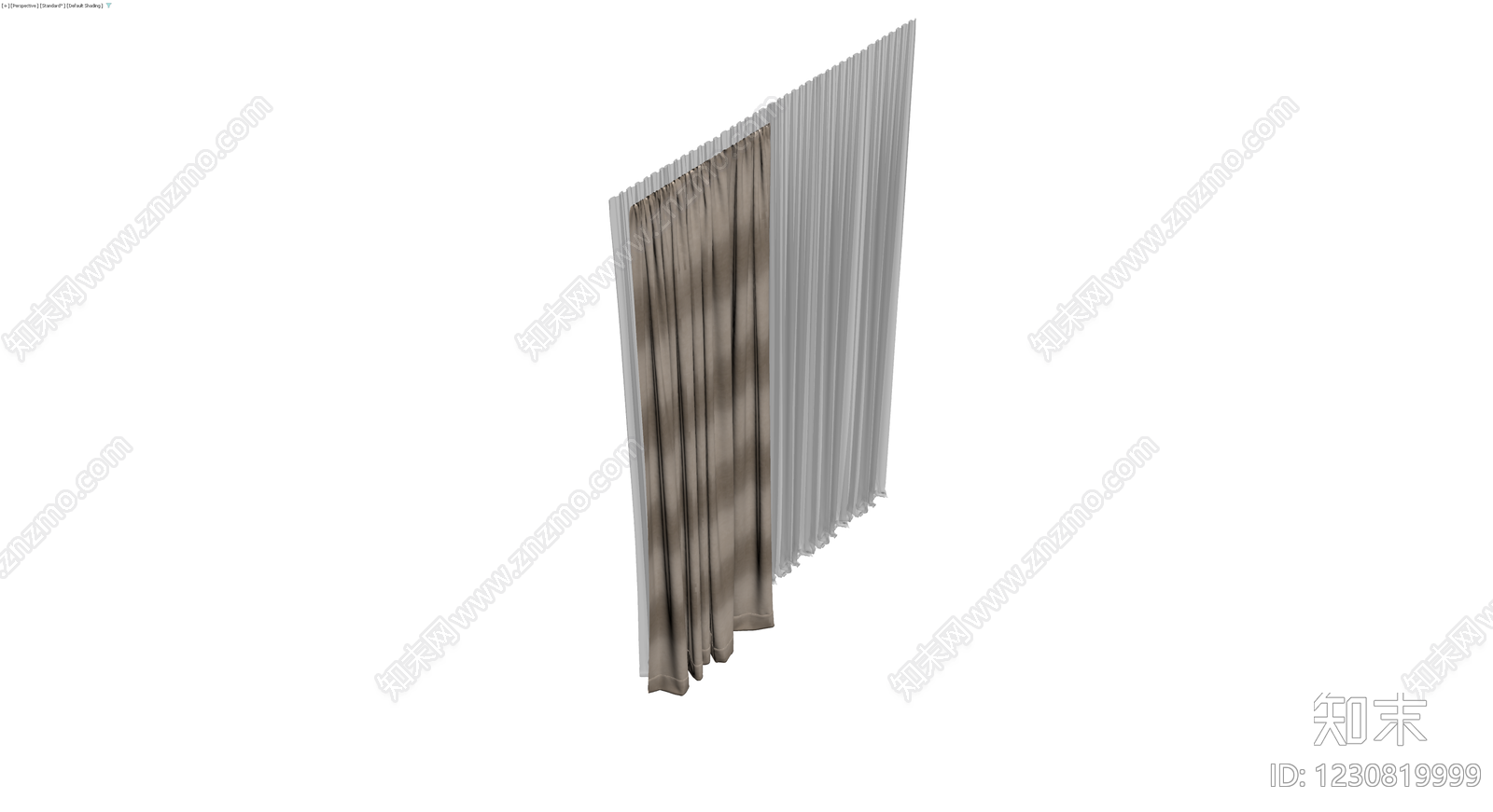 双层布艺窗帘组合3D模型下载【ID:1230819999】