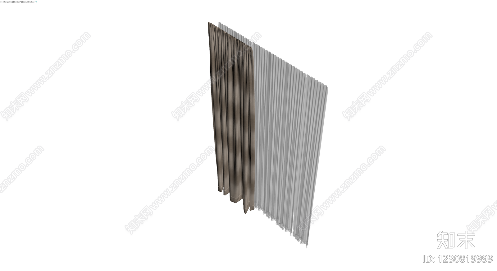 双层布艺窗帘组合3D模型下载【ID:1230819999】