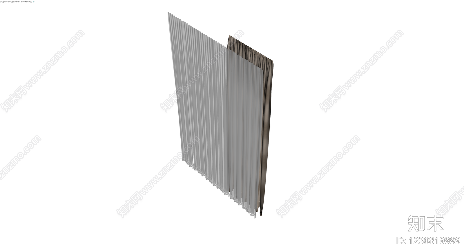 双层布艺窗帘组合3D模型下载【ID:1230819999】