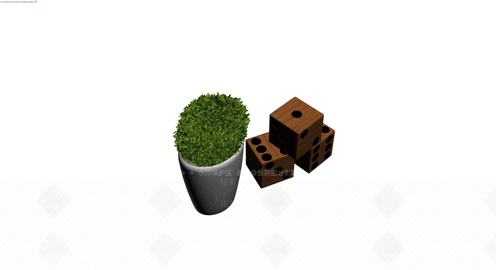 木质骰子与盆栽组合3D模型下载【ID:1230153051】