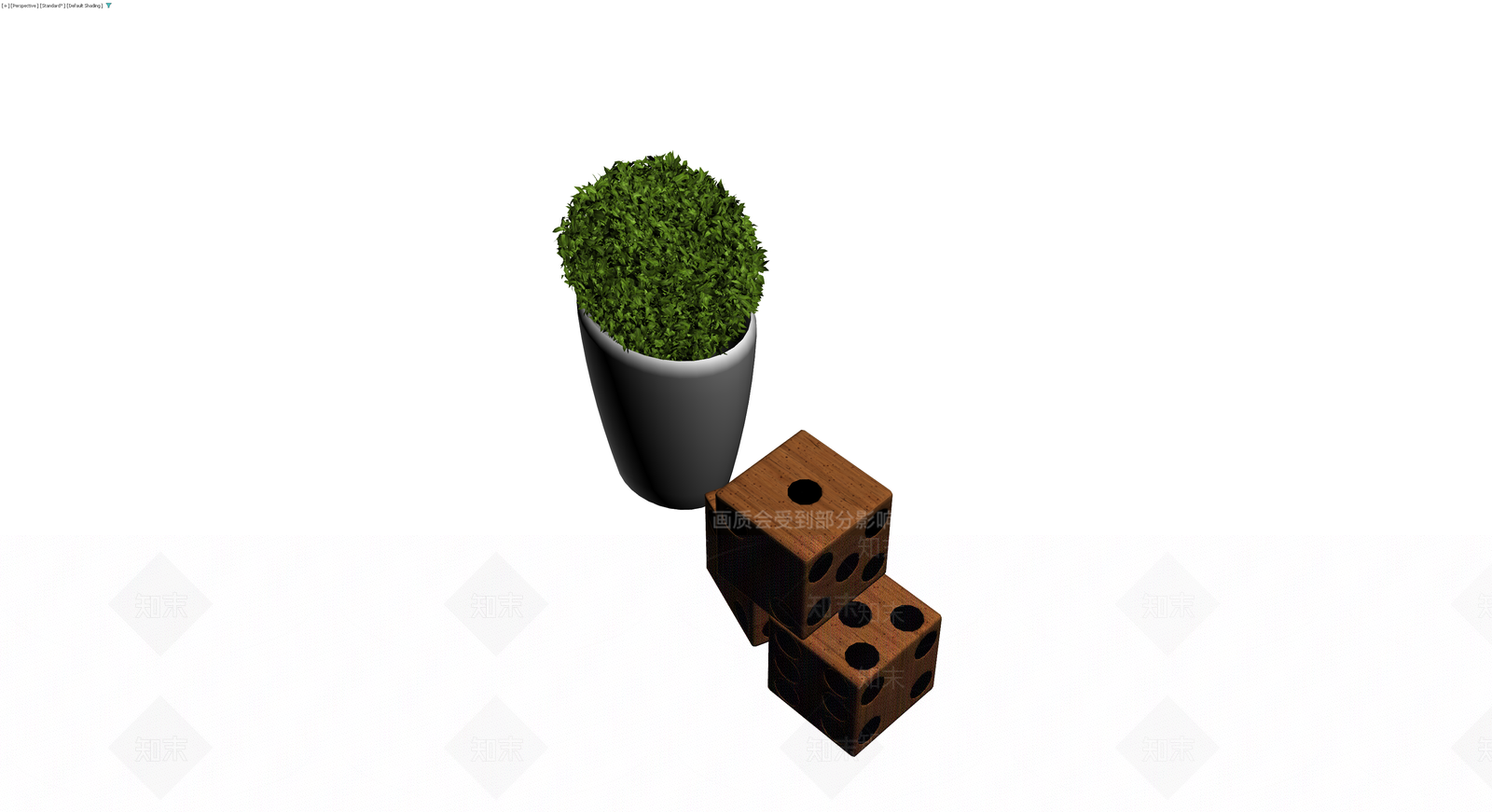 木质骰子与盆栽组合3D模型下载【ID:1230153051】