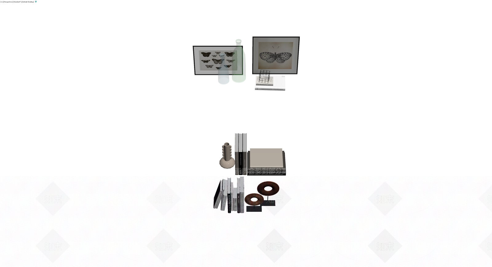 书籍与装饰摆件组合3D模型下载【ID:1230334153】