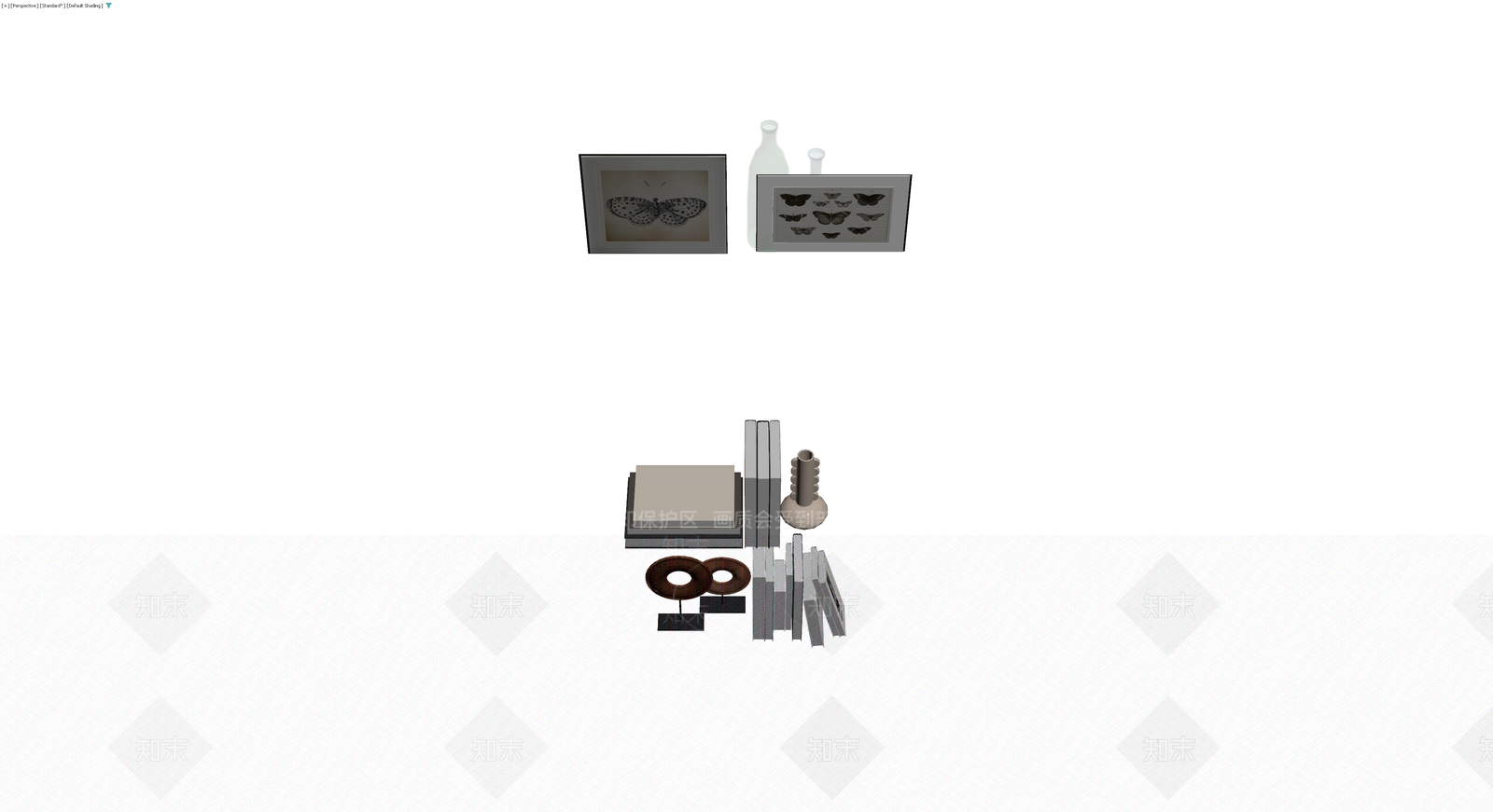 书籍与装饰摆件组合3D模型下载【ID:1230334153】