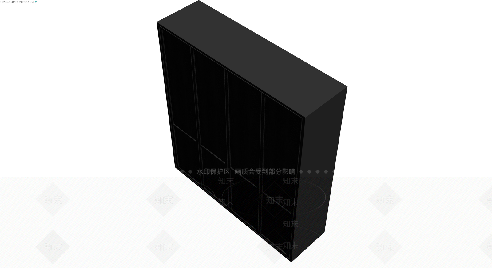 黑木纹四门立柜3D模型下载【ID:1230690236】