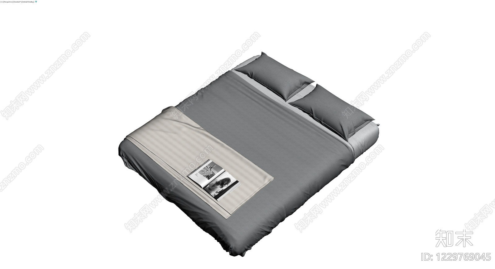双人床铺陈组合3D模型下载【ID:1229769045】