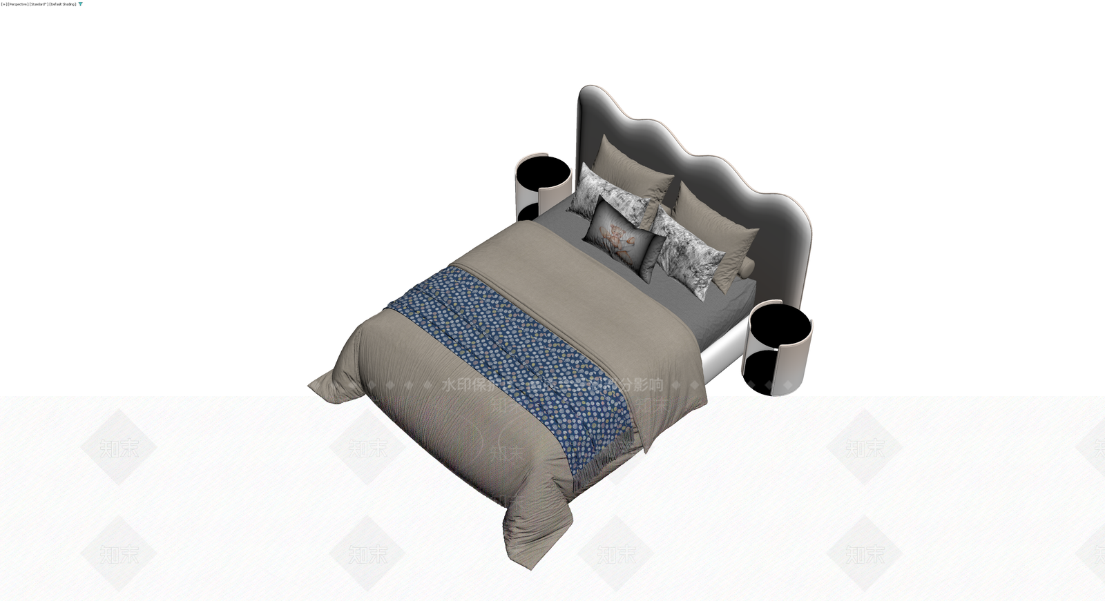 现代软包床配床头柜3D模型下载【ID:1230541797】