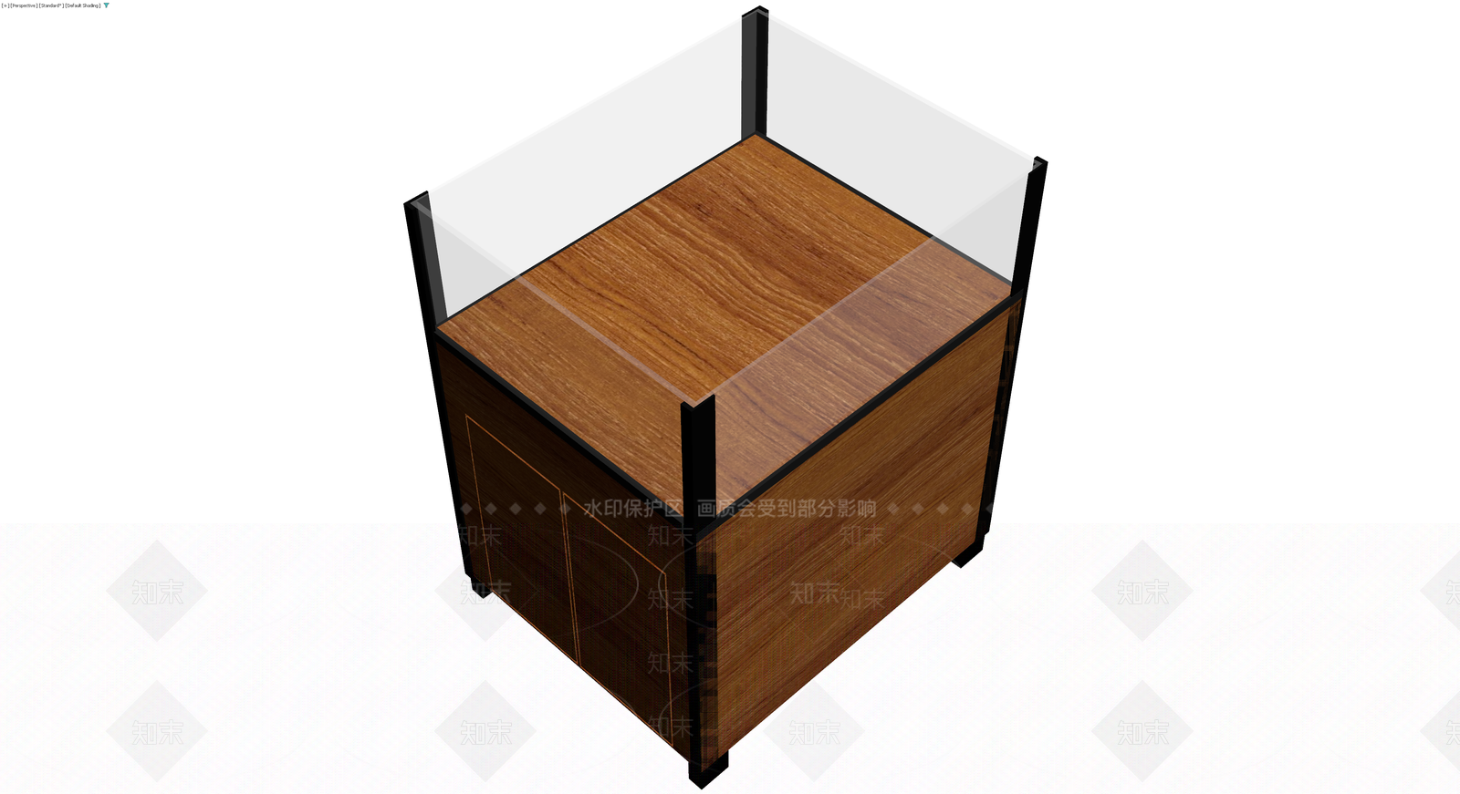 木质储物柜带玻璃罩3D模型下载【ID:1229876228】