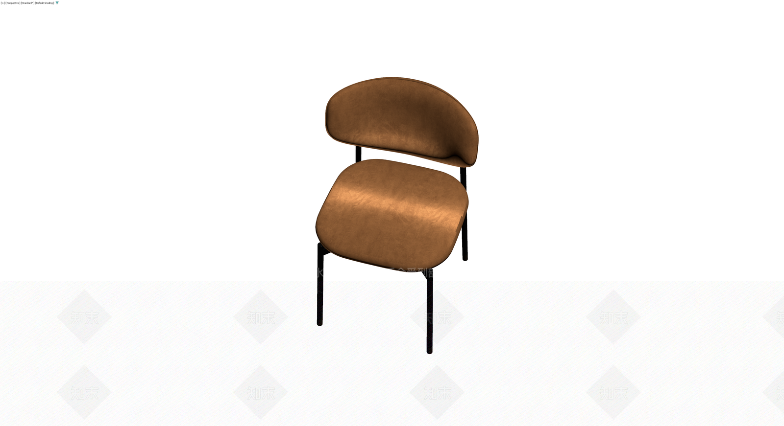 棕色软包金属腿餐椅3D模型下载【ID:1230353597】