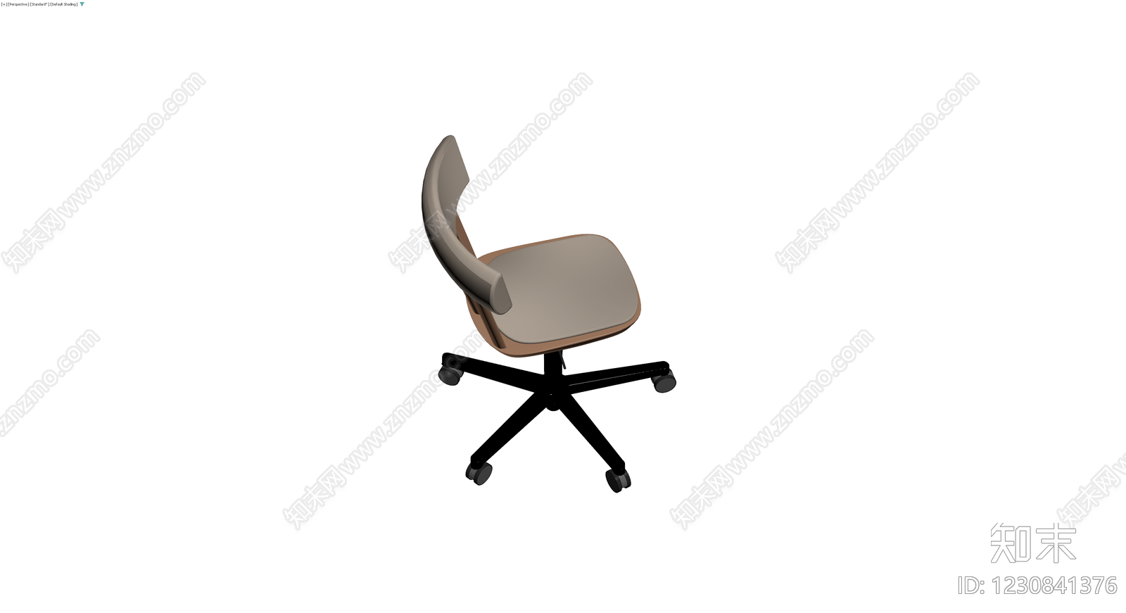 棕色木质办公转椅3D模型下载【ID:1230841376】