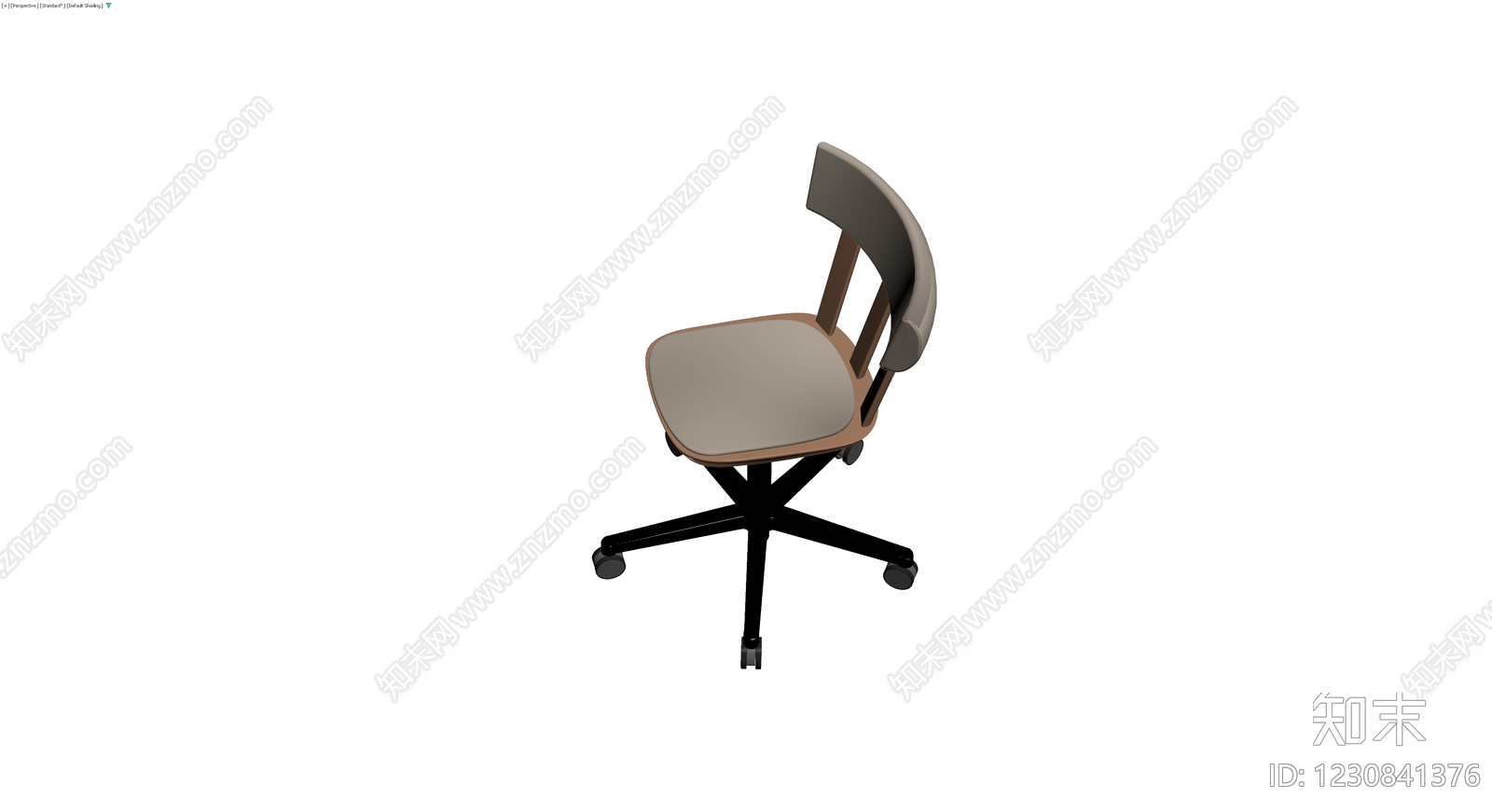 棕色木质办公转椅3D模型下载【ID:1230841376】