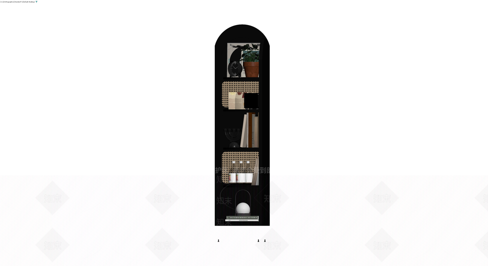 黑色拱形组合置物架3D模型下载【ID:1230746512】