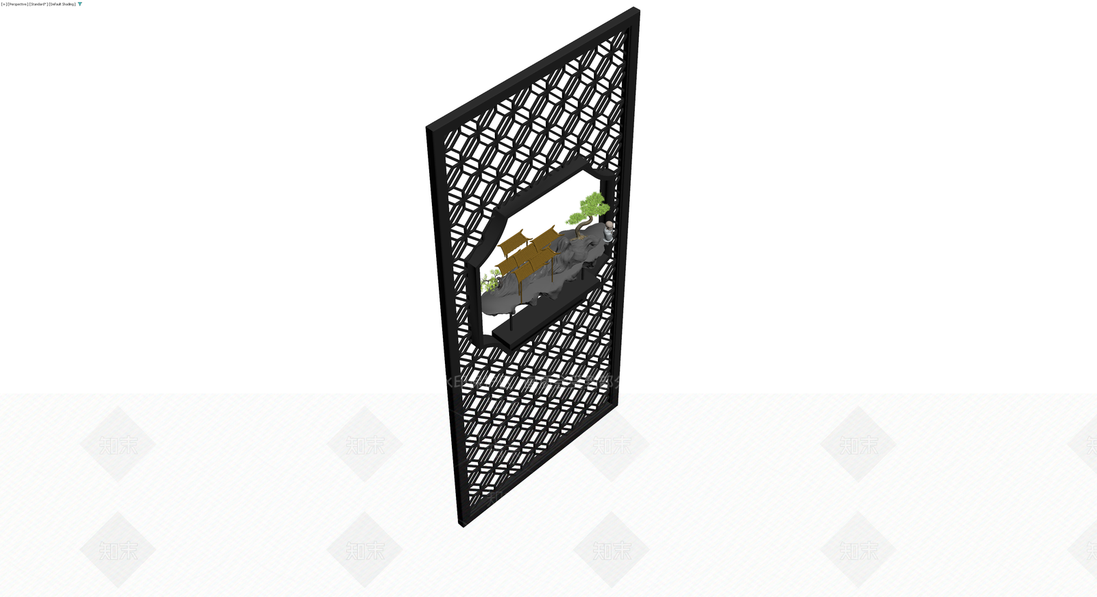 中式镂空屏风3D模型下载【ID:1230778220】
