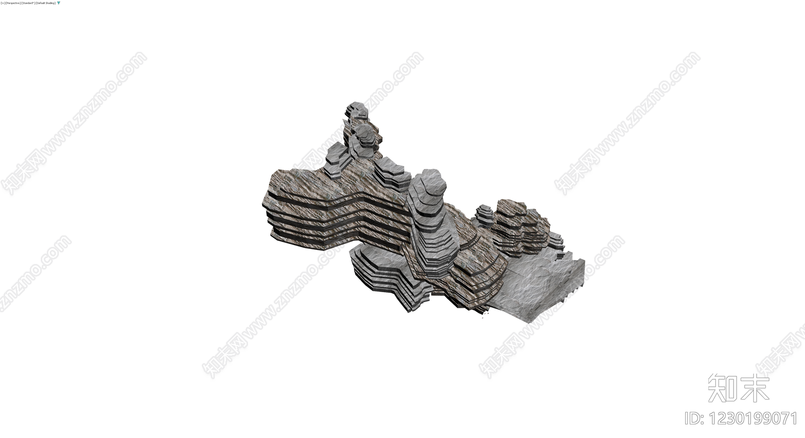 层叠纹理岩石景观3D模型下载【ID:1230199071】