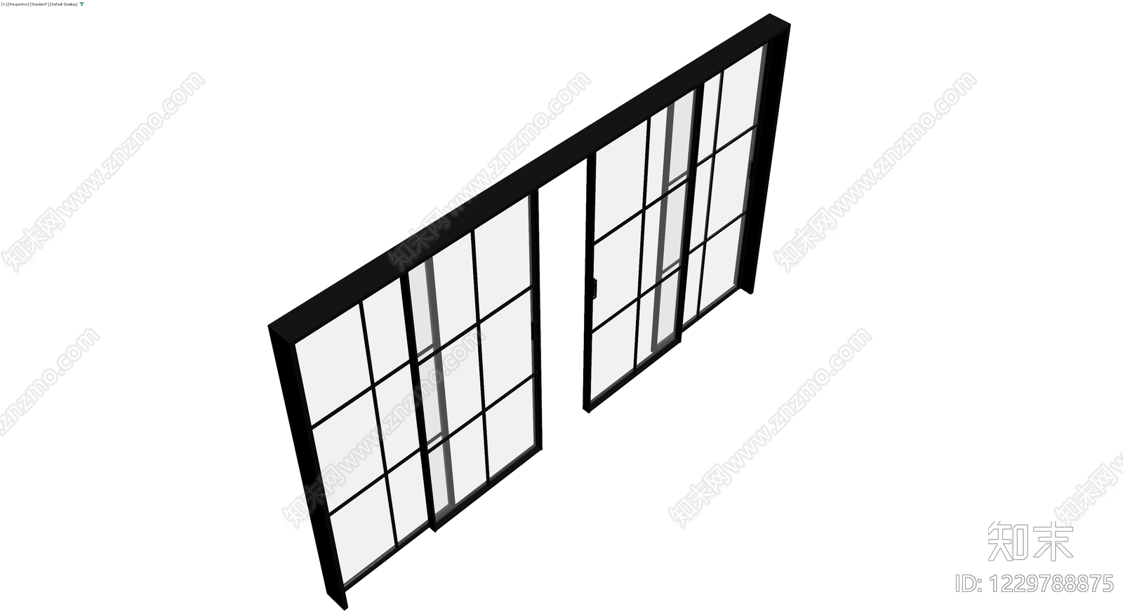黑色边框玻璃隔断门3D模型下载【ID:1229788875】