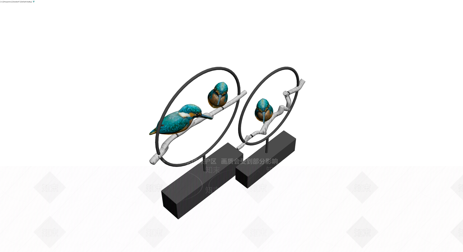 翠鸟雕塑摆件组合3D模型下载【ID:1230572962】