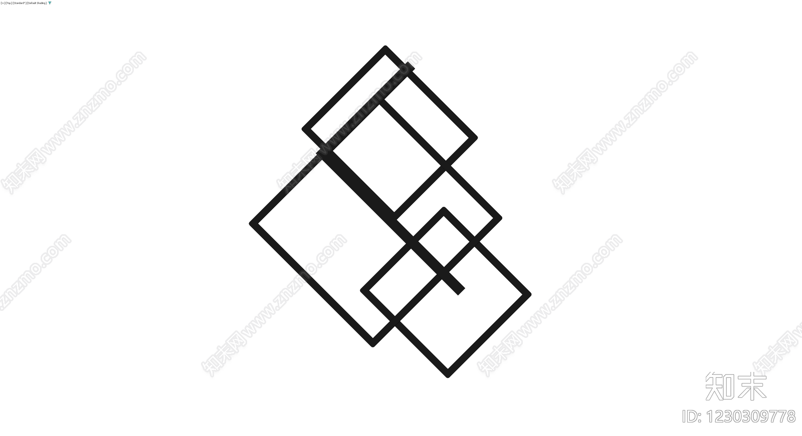 黑色几何镂空装饰架3D模型下载【ID:1230309778】
