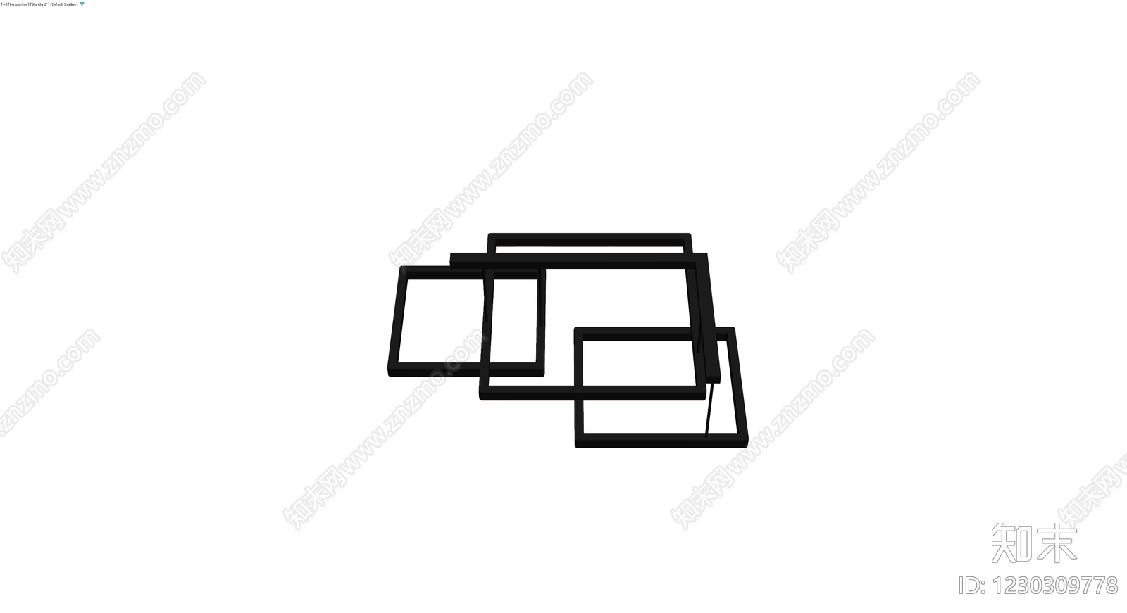 黑色几何镂空装饰架3D模型下载【ID:1230309778】