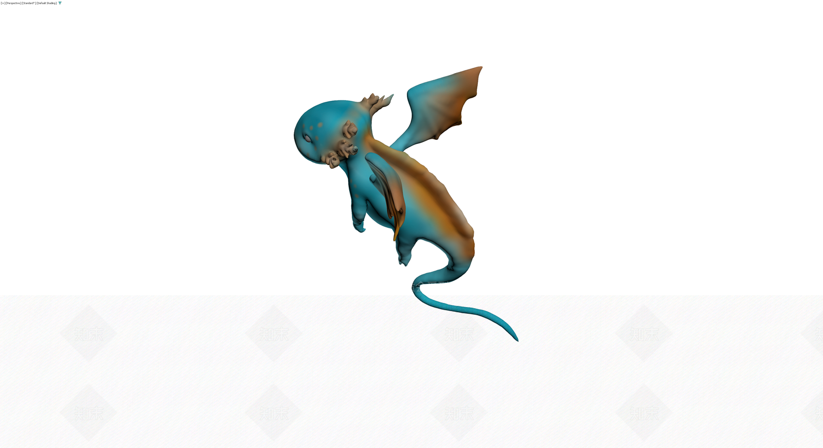 蓝橙配色卡通龙雕塑3D模型下载【ID:1230679055】