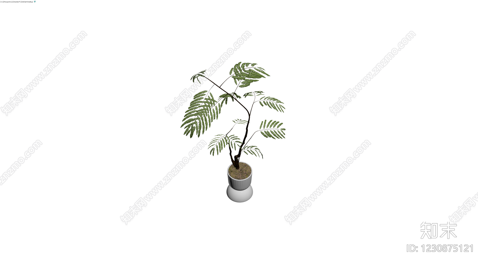 白色花盆仿真绿植盆栽3D模型下载【ID:1230875121】