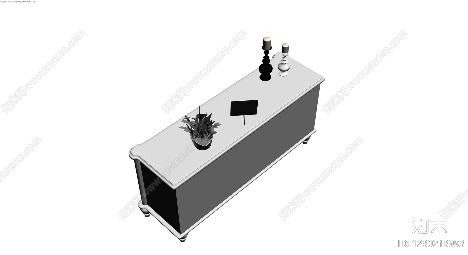 黑白灰配色装饰柜3D模型下载【ID:1230213993】