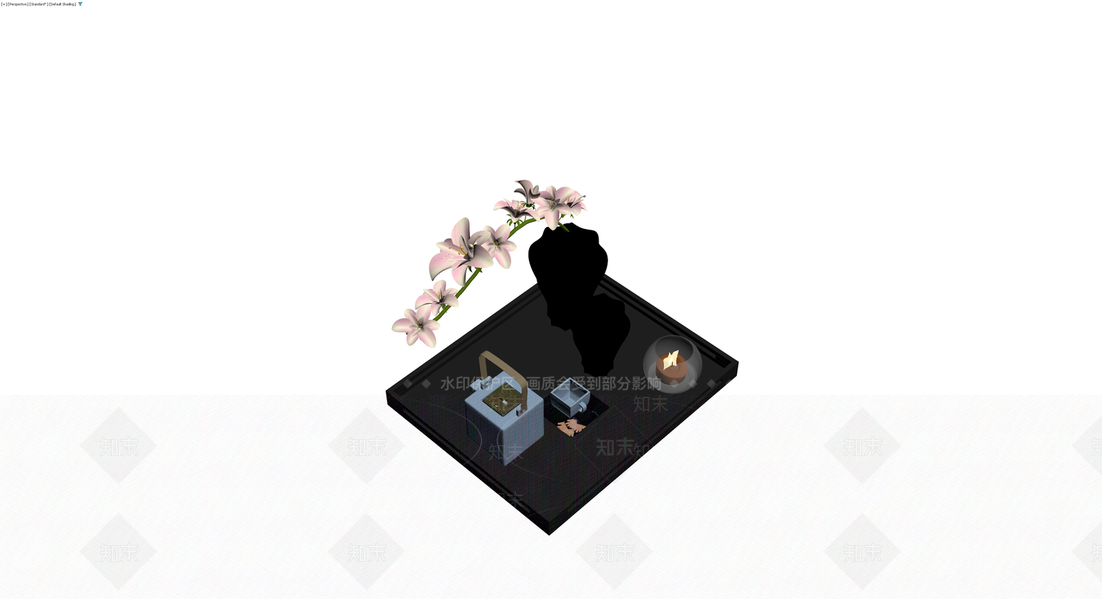 中式茶席组合模型3D模型下载【ID:1230770778】
