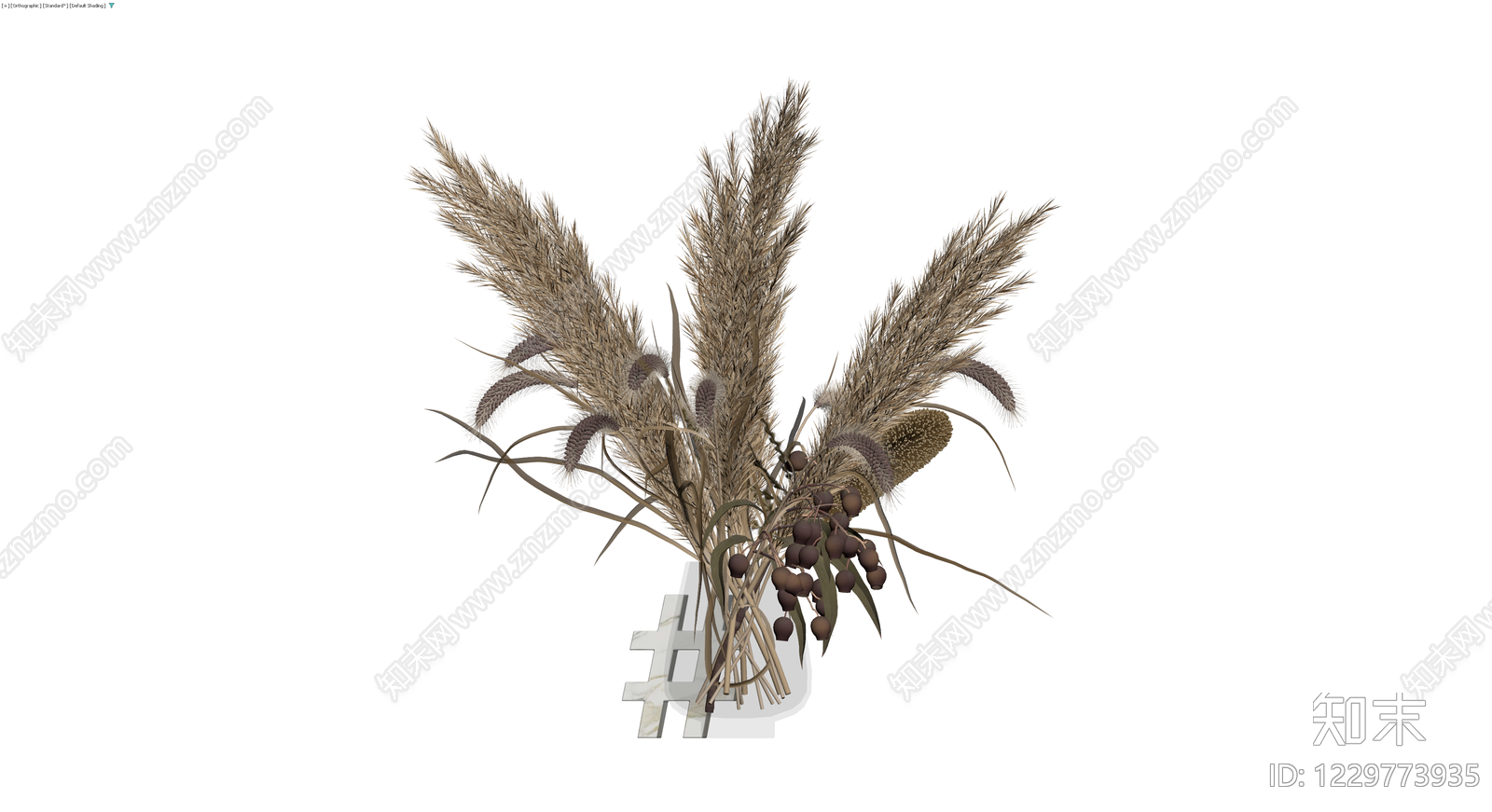 干花盆栽组合摆件3D模型下载【ID:1229773935】