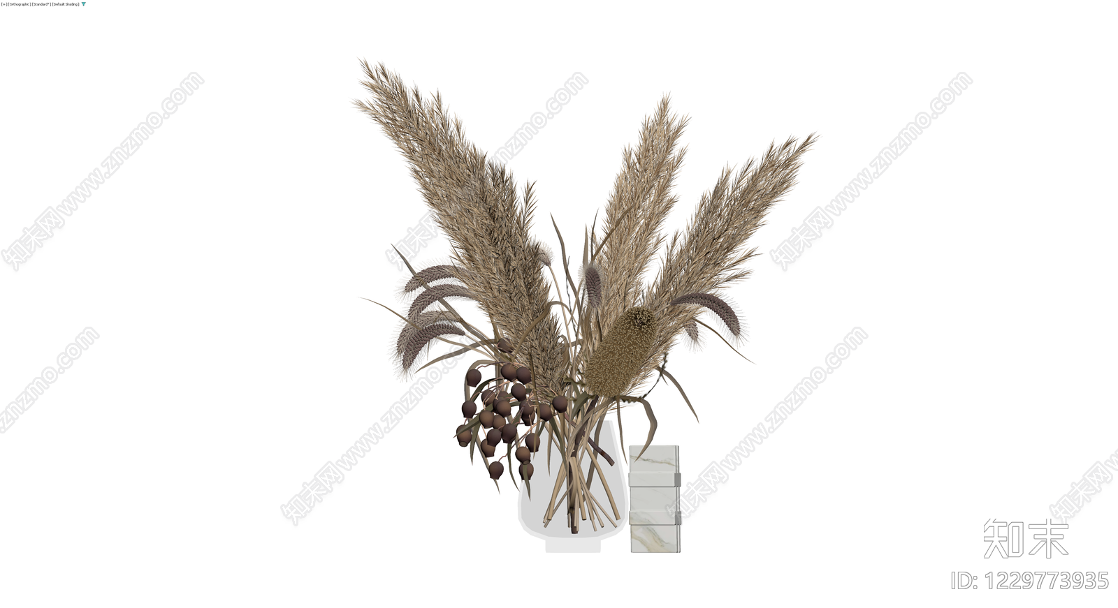 干花盆栽组合摆件3D模型下载【ID:1229773935】