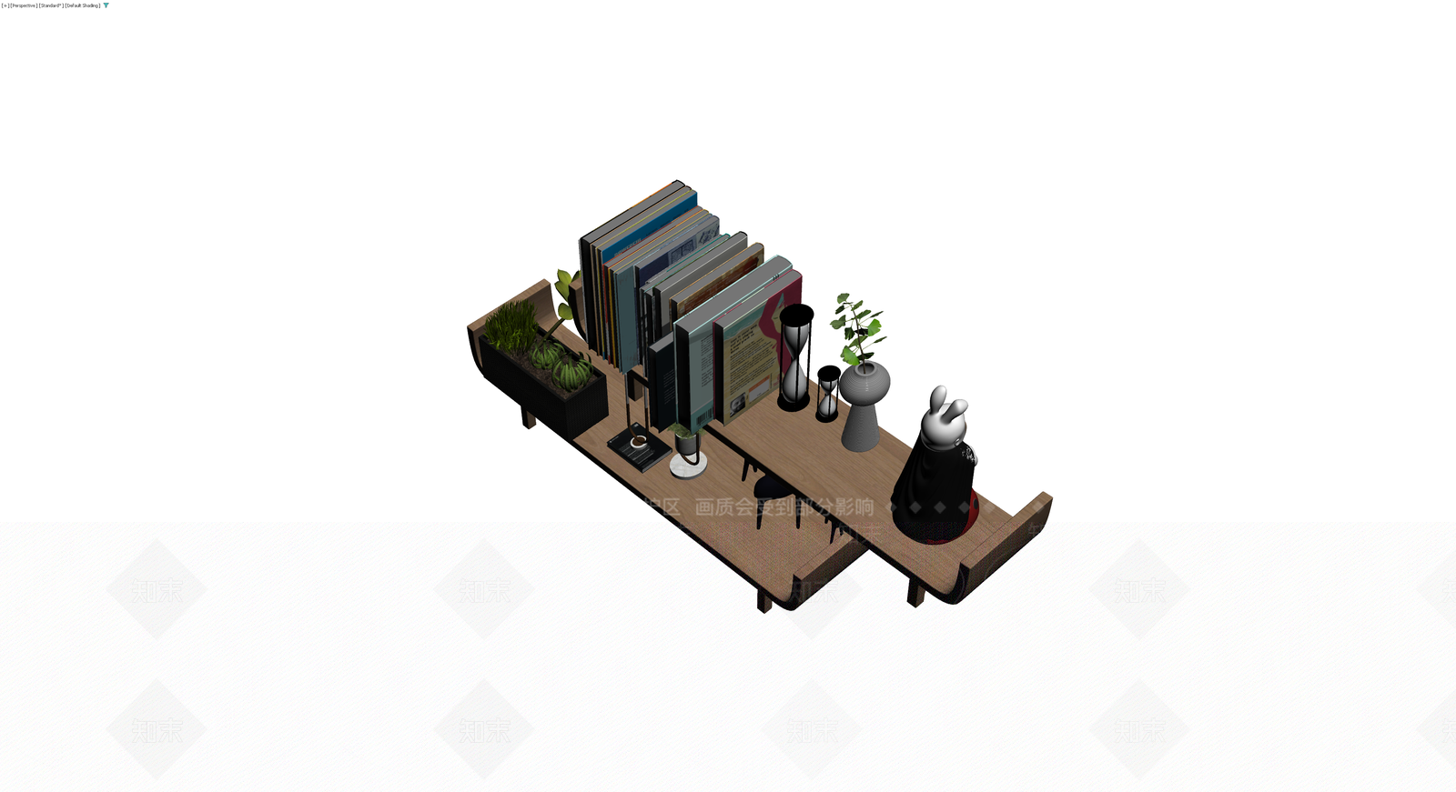 木质置物架及装饰摆件组合3D模型下载【ID:1230401552】