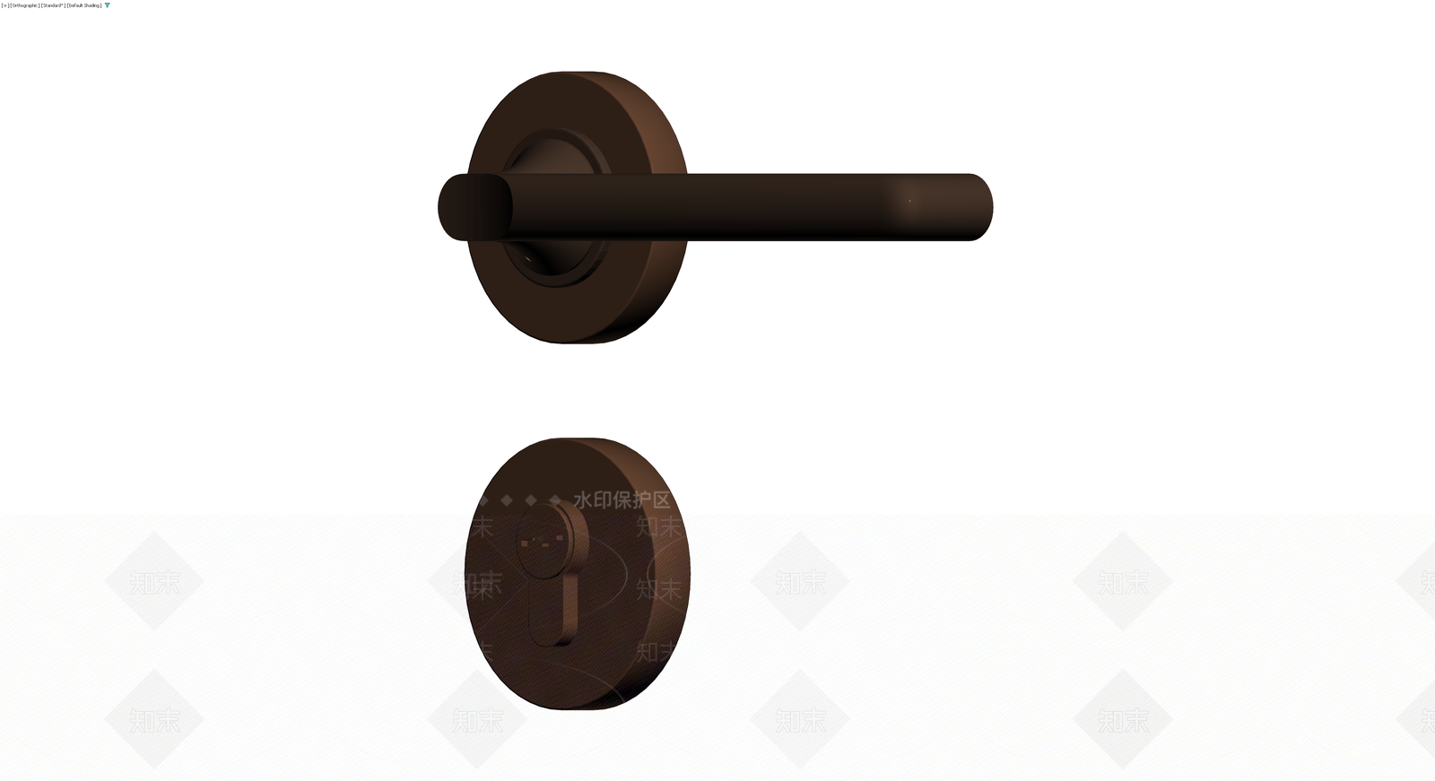 深棕色圆形门把手3D模型下载【ID:1229922967】
