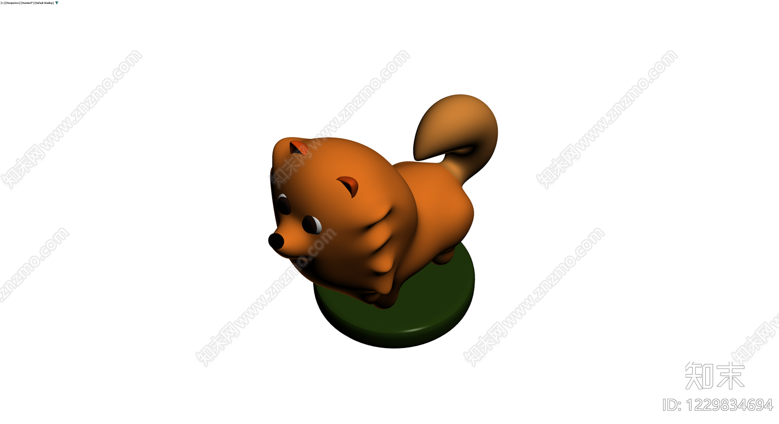 卡通棕色小狗雕塑3D模型下载【ID:1229834694】